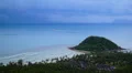 View of Beautiful Beach, Palm Forest and Sailing Ship from the Top of the HD Footage