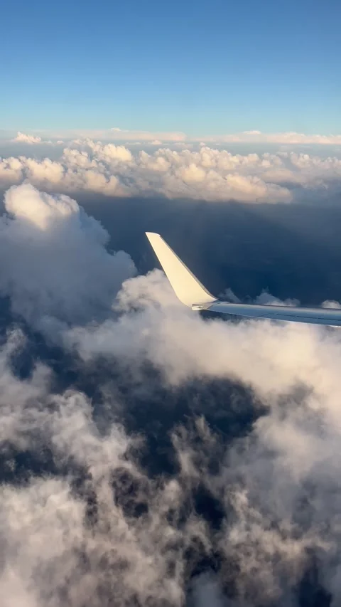 View of beautiful clouds from a plane window Stock Footage 336912723