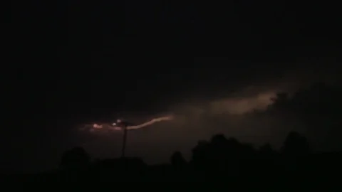 View of beautiful dangerous lightning strikes on night dark sky in summer Stock Footage 115669218