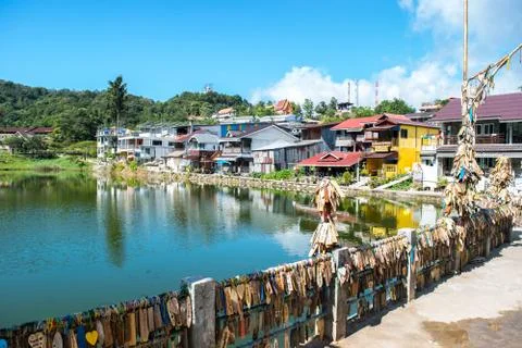 View of The beautiful E-Thong village, Pilok,Thong Pha Phum National Park Stock Photos