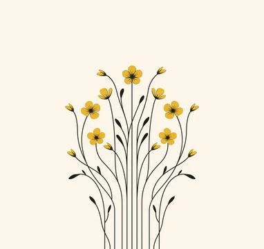 View of beautiful flowers in bloom on plain background Stock Illustration