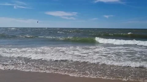 View of beautiful footage while big sea waves breaking on the coastline. Beach Stock Footage 210175875