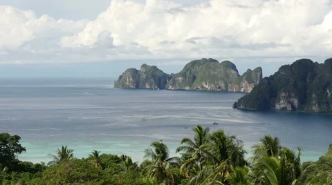 View of beautiful Koh Phi Phi Lee and Phi Phi Don islands from Phi Phi Viewpoint Stock Footage 59775418