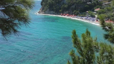 View of a beautiful Lemonakia beach in Samos island, Greece Stock Footage 139211491