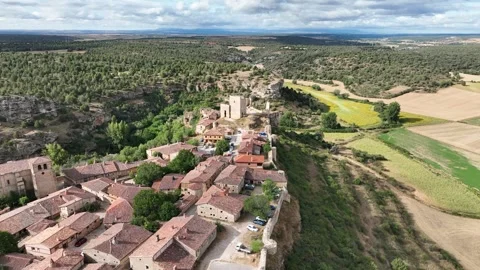 View of the beautiful medieval village of Calatañazor in the province of Soria Stock Footage 288564538