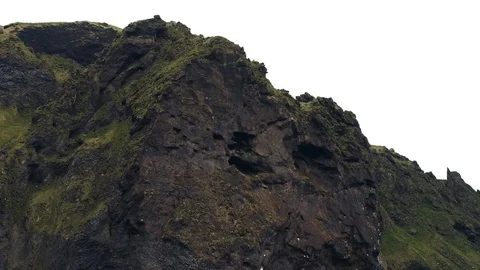 View To The Beautiful Mountain Covered With Seagulls. Vestmannaeyjar,Iceland Stock Footage 108753847