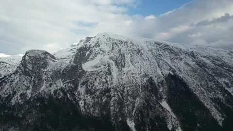 View a beautiful mountain range with snow during winter Stock Footage 263108782