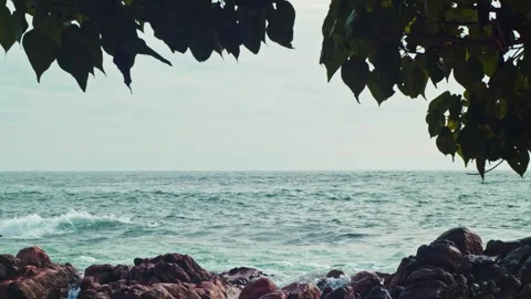 View of the beautiful ocean from the shore Stock Footage 241834309