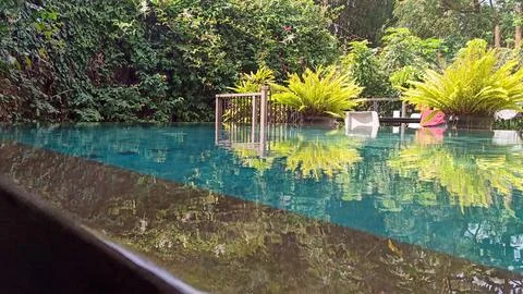 View of beautiful outdoor swimming pool Stock Photos