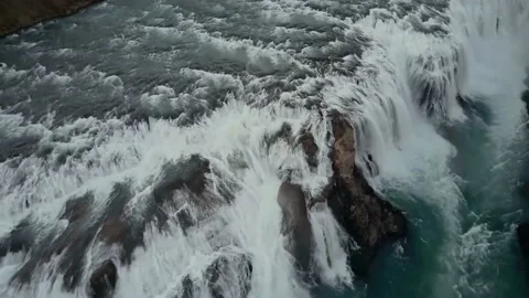 View of a beautiful rocky waterfall Stock Footage 164907877