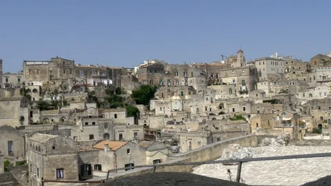View of beautiful Sassi di Matera old town center Stock Footage 94146193