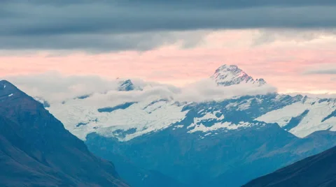 View of beautiful snowcapped mountain on a winter day Video stock 66001815