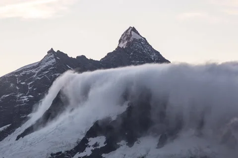 View of beautiful snowcapped mountain on a winter day Stock Footage 66001855