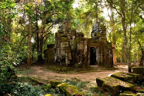 View of a beautiful temple in the Angkor complex Stock Photos