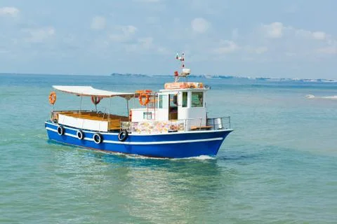 View of the beautiful walking ship floating by sea Stock Photos