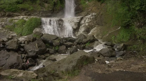 View of beautiful waterfall in forest, Guatemala Stock Footage 63059433