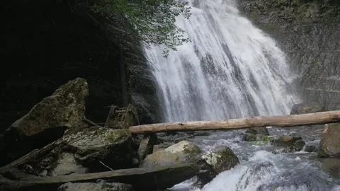 View Of A Beautiful Waterfall In The Middle Of The Forest Stock Footage 256631380
