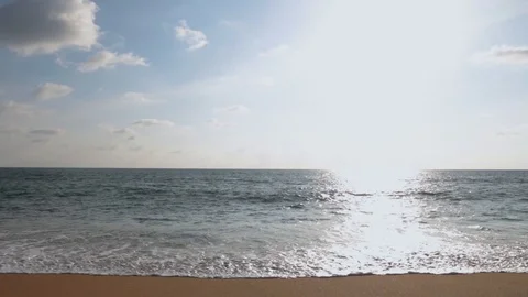 View beautiful white sand beach of tropical summer landscape with soft wave Stock Footage 112649338