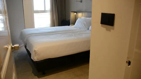 View on the bed in hotel room Stock-Footage 285264007