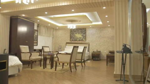 View of a bed room from the door 2 Stock Footage 97570409