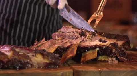 View of a  Beef Asado  Stock Footage 66455947