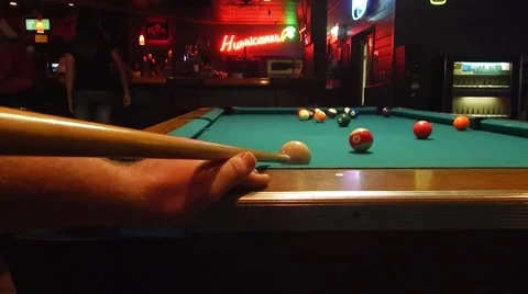 View from behind pool stick shooting Vídeos de archivo 45357534