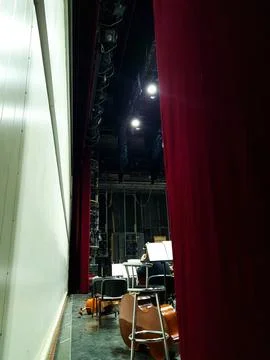 View from behind the scenes of the orchestra pit. Stock Photos