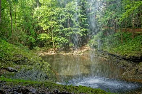 View behind the waterfall Stock Photos