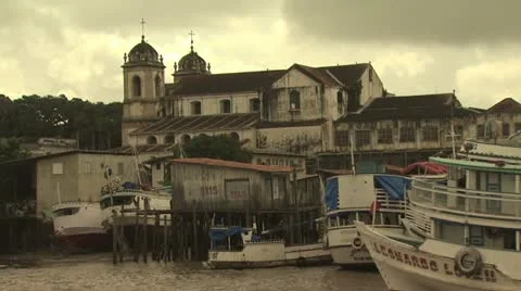 View of Belem Do Para, Brazil from A Boat On The Amazon River Video stock 19035071