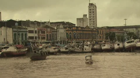 View of Belem Do Para, Brazil from A Boat On The Amazon River 2 스톡 동영상 19035408