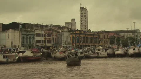 View of Belem Do Para, Brazil from A Boat On The Amazon River 3 Video stock 19035524