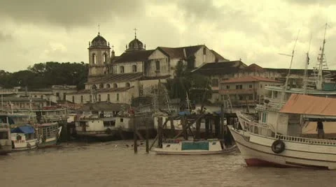 View of Belem Do Para, Brazil from A Boat On The Amazon River 4 Stock-Footage 19035640
