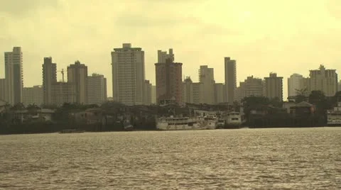 View of Belem Do Para, Brazil from A Boat On The Amazon River  8 Stock-Footage 19233565