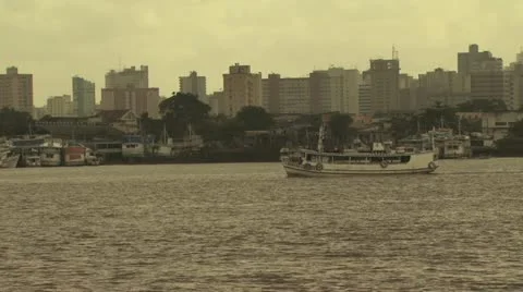 View of Belem Do Para, Brazil from A Boat On The Amazon River  9 Stock-Footage 19233666