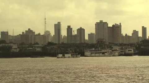 View of Belem Do Para, Brazil from A Boat On The Amazon River 10 Video stock 19233769