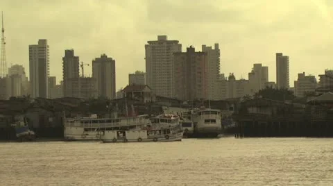 View of Belem Do Para, Brazil from A Boat On The Amazon River 11 Video stock 19233905