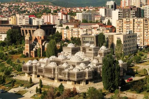 View from the bell, clock tower of the Cathedral of Saint, St. Mother Theresa Fotos de archivo