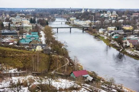 View from the bell tower of Borisoglebsky Monastery, Torzhok, Russia Stock Photos