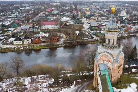 View from the bell tower of Borisoglebsky Monastery, Torzhok, Russia Stock Photos