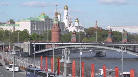 View from the bell tower of Ivan the Great. Archangel and Annunciation Stock Footage 112336220