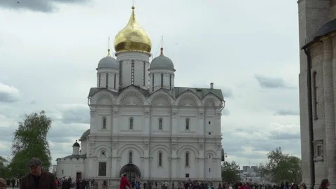 View from the bell tower of Ivan the Great. Archangel and Annunciation Stock Footage 112363886