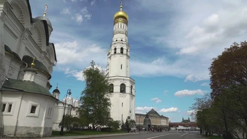 View from the bell tower of Ivan the Great. Archangel and Annunciation Stock Footage 112363923