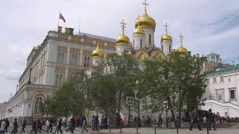 View from the bell tower of Ivan the Great. Archangel and Annunciation Stock Footage 112363943