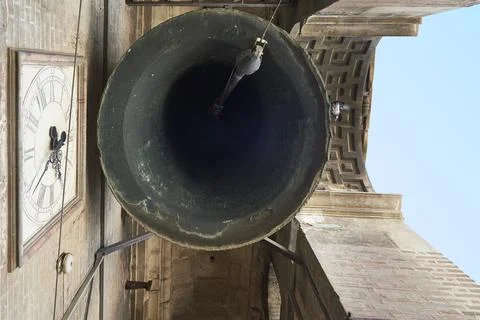 View of the Bells from interior of towerbell 写真素材