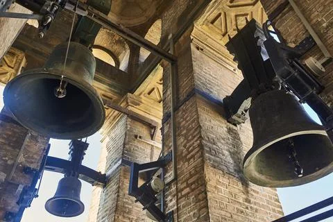 View of the Bells from interior of towerbell 写真素材
