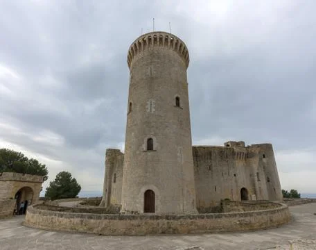 View from below Bellver castle tower Stock Photos
