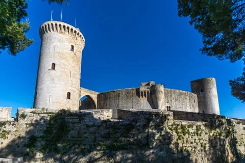View from below Bellver castle tower Foto stock