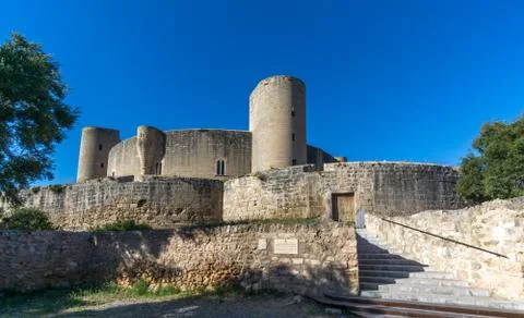 View from below Bellver castle tower Stock Photos