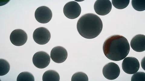 View from below as the hand throws small multi-colored colored plastic balls Stock-Footage 122604909