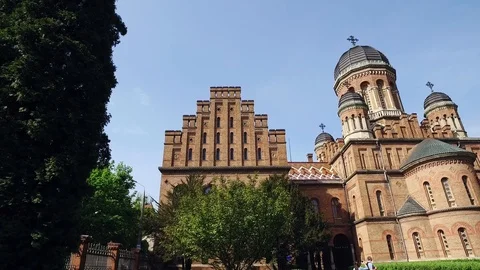 View from below old historical building. Sunny day. Footage of chateau in Video stock 108851339